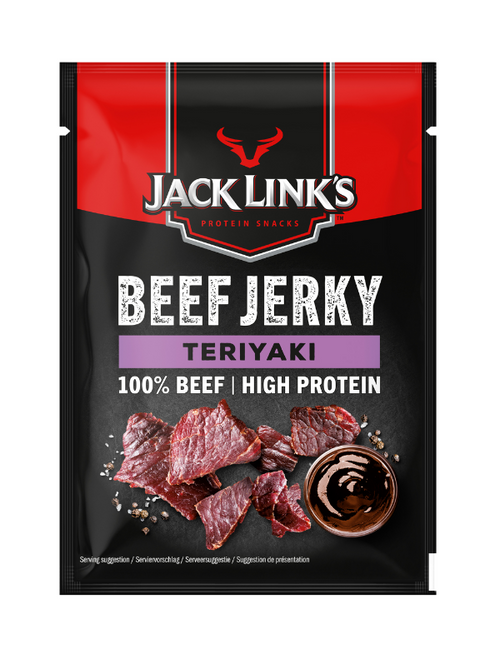 Marinated beef jerky with real teriyaki glaze — high protein, lean & savoury
