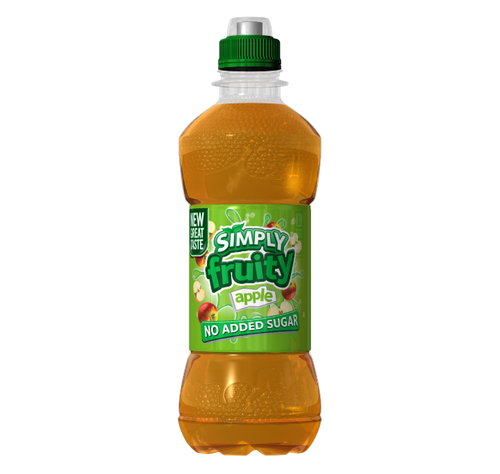 Simply Fruity Apple 12 x 330 ml — low sugar fruit-flavoured drink with apple juice. No artificial colours or preservatives, sports cap bottles.