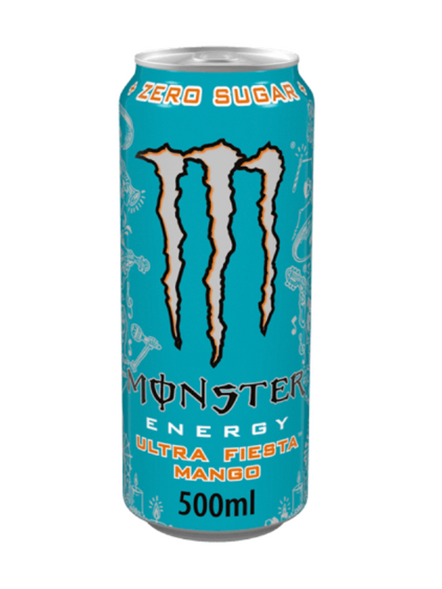 Monster Energy Ultra Fiesta 12 x 500 ml — sugar-free mango energy drink with Monster’s Ultra energy blend. Zero sugar, low calorie, high caffeine. Bulk case in stock.