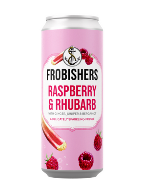Frobishers Raspberry & Rhubarb Pressé 12 x 250 ml — lightly sparkling drink made with real raspberry and rhubarb juice. Naturally fruity and refreshing.