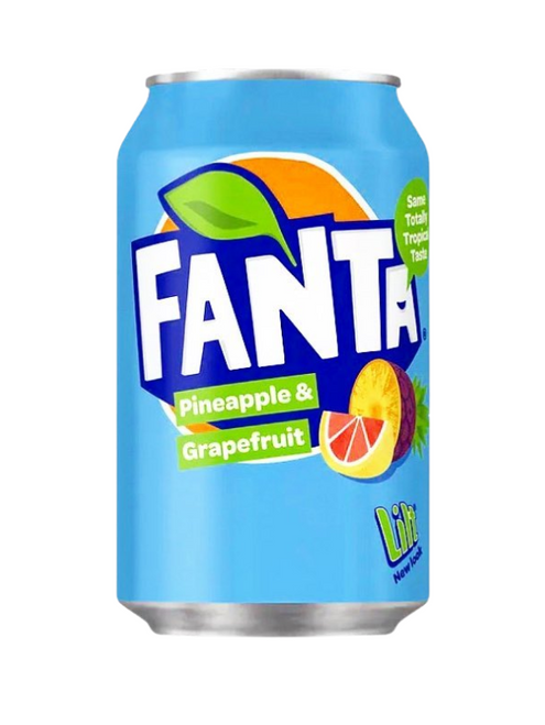 Fanta Pineapple & Grapefruit 24 × 330 ml — sparkling tropical drink made with pineapple and grapefruit juice. Bright, fruity and refreshingly zesty. Fanta Pineapple & Grapefruit 24 × 330 ml — sparkling tropical drink made with pineapple and grapefruit juice. Bright, fruity and refreshingly zesty.