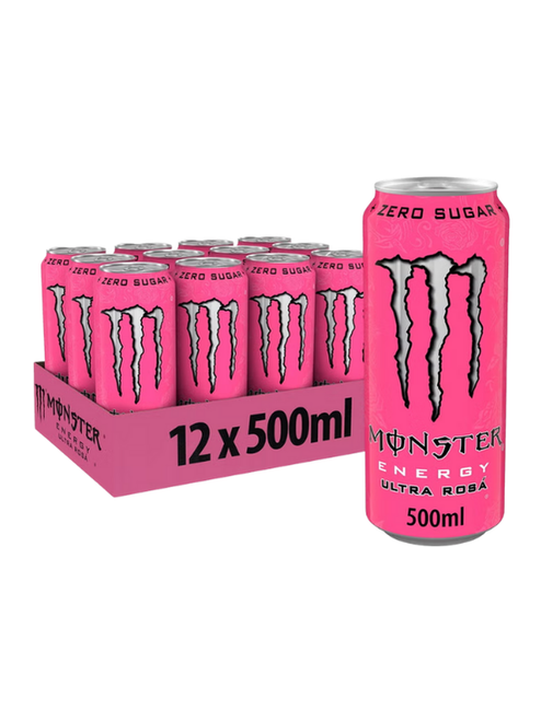 Monster Energy Ultra Rosa 12 x 500 ml — sugar-free energy drink with bright berry flavour. Zero sugar, low calorie, high caffeine. Bulk case available. Monster Energy Ultra Rosa 12 x 500 ml — sugar-free energy drink with bright berry flavour. Zero sugar, low calorie, high caffeine. Bulk case available.