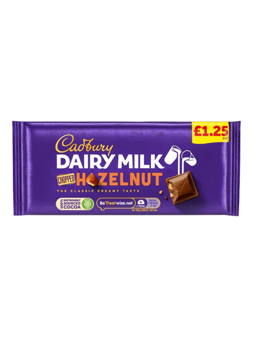 Cadbury Dairy Milk Hazelnut Chopped Bars (£1.35 Price Marked) 95g x 22