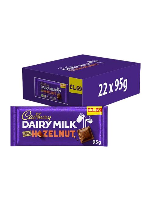 Cadbury Dairy Milk Hazelnut Chopped Block (Price Marked) 22 x 95g