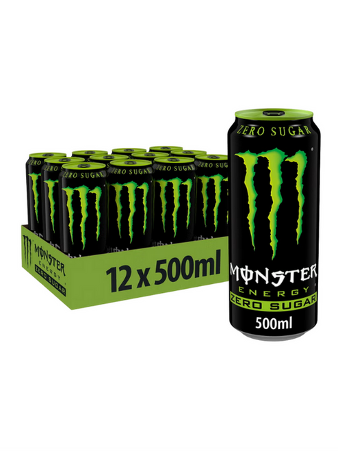 Monster Energy Drink Zero Sugar Cans - 12 x 500ml