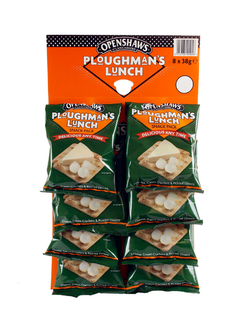 Cream crackers, cheese triangle & tangy pickled onions — classic Ploughman’s Lunch in a snack pack format.