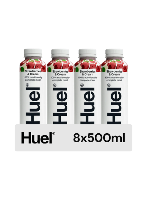 Huel Ready-to-Drink Strawberries & Cream (8 x 500 ml) — vegan, nutritionally complete shake with 20 g protein, fibre & 26 vitamins & minerals. A refreshing take on classic flavours. Huel Ready-to-Drink Strawberries & Cream (8 x 500 ml) — vegan, nutritionally complete shake with 20 g protein, fibre & 26 vitamins & minerals. A refreshing take on classic flavours.