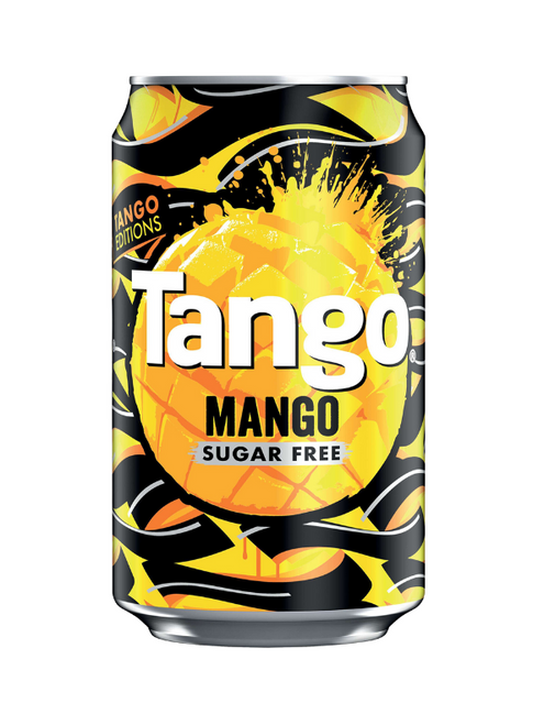 Tango Mango Sugar Free 24 × 330 ml — bold tropical mango flavour with zero sugar. Refreshing, low-calorie, and full of Tango attitude.