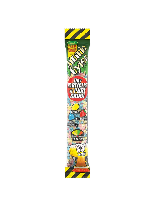 Toxic Waste Atomic Bites 12 x 60 g — extreme sour fruity bite-sized sweets. Bulk case, perfect for resale, novelty ranges, and stocking up.