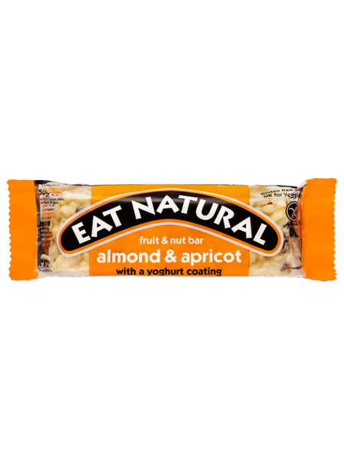 Eat Natural Almond & Apricot with Yoghurt Coating Bars 12 x 40 g — creamy yoghurt-coated nut and fruit bars with almonds, apricots, and crisped rice. Gluten-free, vegetarian recipe.