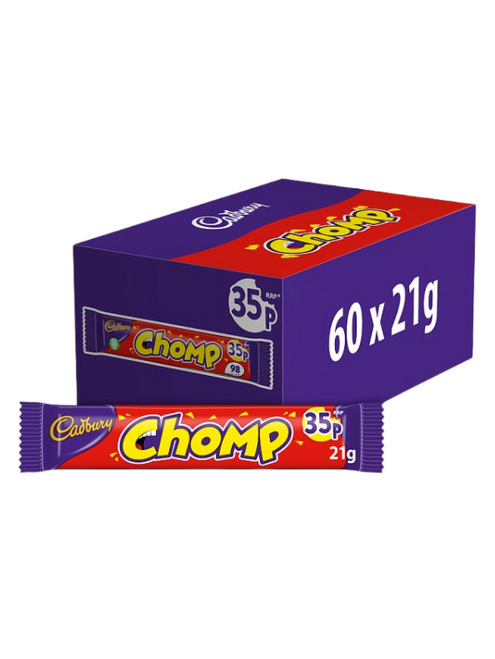 Cadbury Chomp Chocolate Bar (Price Marked) 60 x 21g Cadbury Chomp Chocolate Bar (Price Marked) 60 x 21g