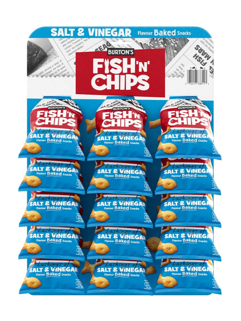 Burtons Fish & Chips Salt & Vinegar Carded - 15 x 40g