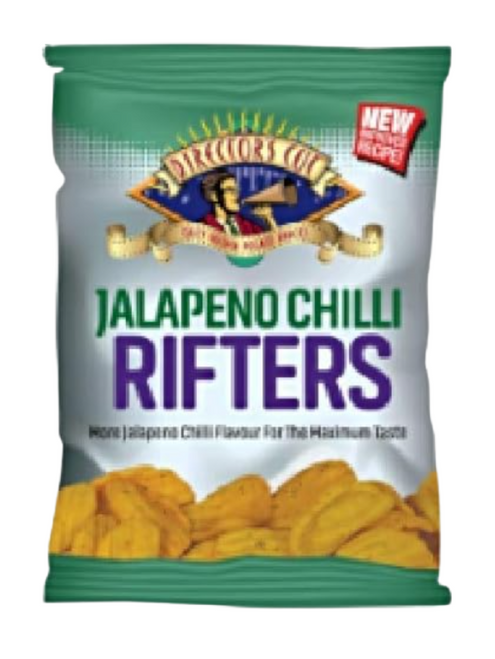 Directors Cut Jalapeño Rifters 24 x 50g deliver bold, crunchy snacks with a fiery jalapeño kick. Perfect for pubs, parties, offices, or sharing at home.