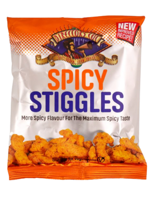Directors Cut Spicy Stiggles 24 x 50g deliver bold, crunchy snacks with a fiery, spicy kick. Perfect for pubs, parties, offices, or sharing at home.