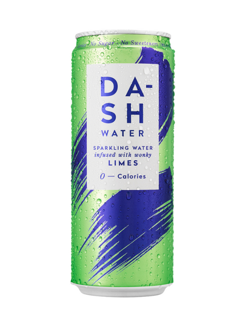 Dash Lime Sparkling Water – British spring water infused with wonky limes. Zero calories, no sugar, vegan & recyclable 330 ml cans. Dash Lime Sparkling Water – British spring water infused with wonky limes. Zero calories, no sugar, vegan & recyclable 330 ml cans.
