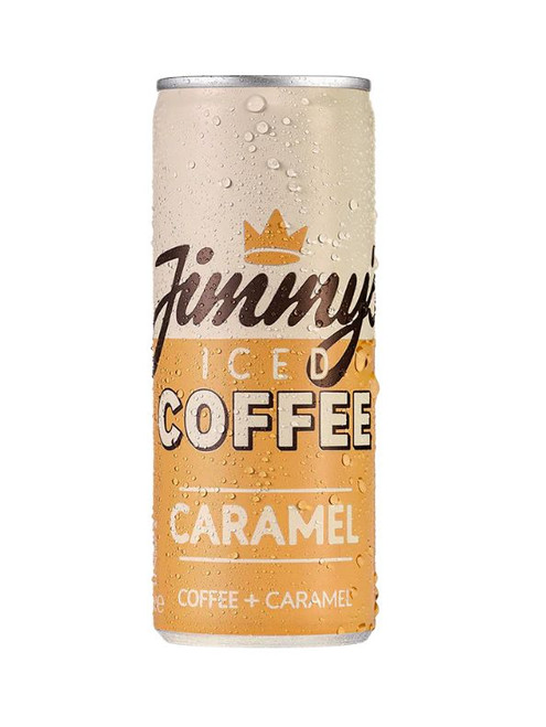 Jimmy’s Caramel Latte – smooth iced coffee made with real milk, Arabica beans & a touch of caramel. Gluten-free & recyclable 250 ml cartons.