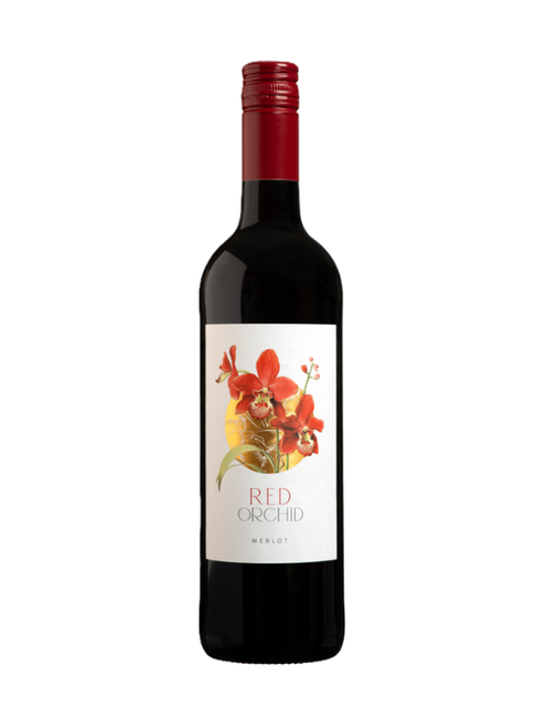 Red Orchid Merlot – 1 × 75 cl. Smooth, fruity red wine with plum and cherry notes. Vegan-friendly. Ideal for hospitality, events, and everyday drinking.