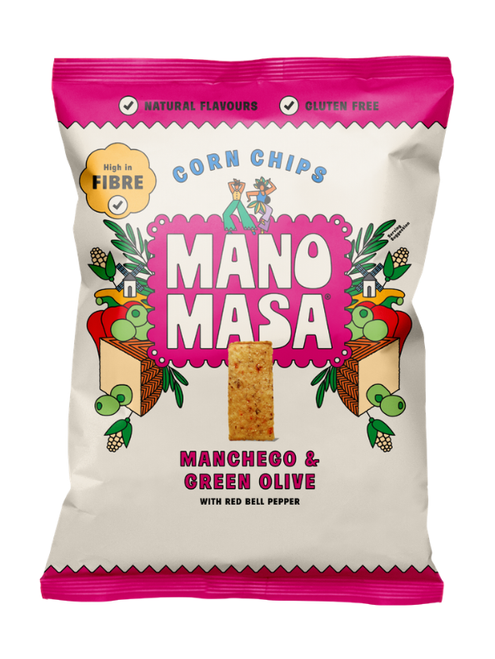 Mano Masa Manchego & Green Olive Tortilla Chips 16 x 40g