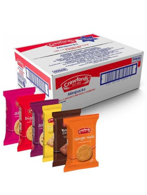Crawfords Mini Biscuit Packs - 100 x 3 Variety CLEARANCE