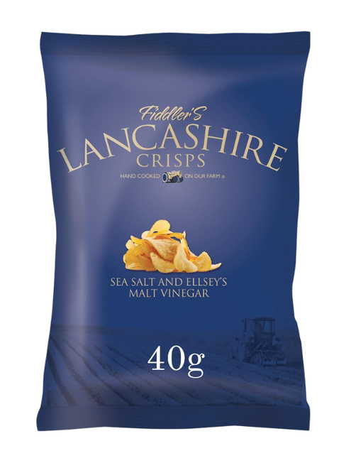Lancashire Sea Salt & Ellsey's Malt Vinagar Crisps 24 x 40g