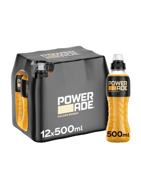 Powerade Golden Mango Plastic Bottles - 12 x 500ml