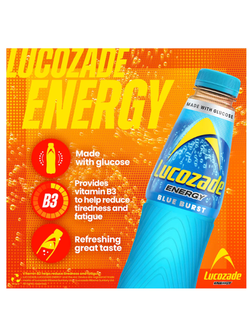 Lucozade Energy Blue Burst Bottles - 12 x 500ml CLEARANCE DATED MARCH 26