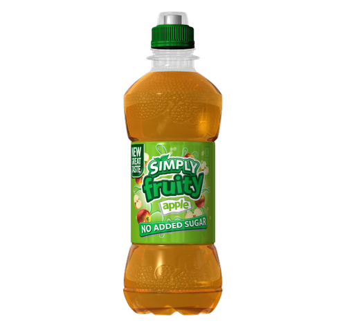 Simply Fruity Apple 12 x 330 ml — low sugar fruit-flavoured drink with apple juice. No artificial colours or preservatives, sports cap bottles.