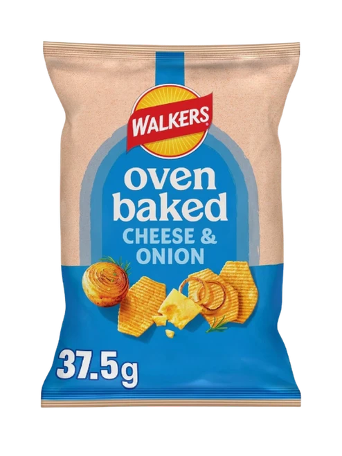Walkers Oven Baked Cheese & Onion Grab Bag Crisps - 32 x 37.5g