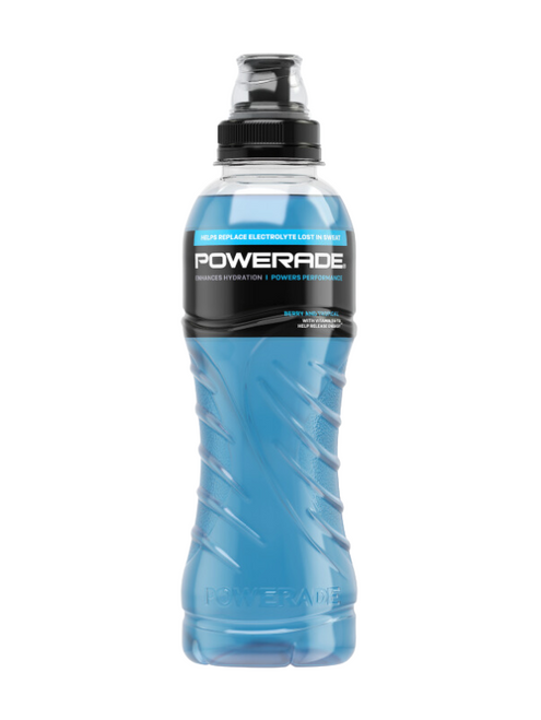 Powerade Berry & Tropical 12 x 500 ml — isotonic sports drink with electrolytes and carbohydrates. Refreshing berry & tropical flavour.
