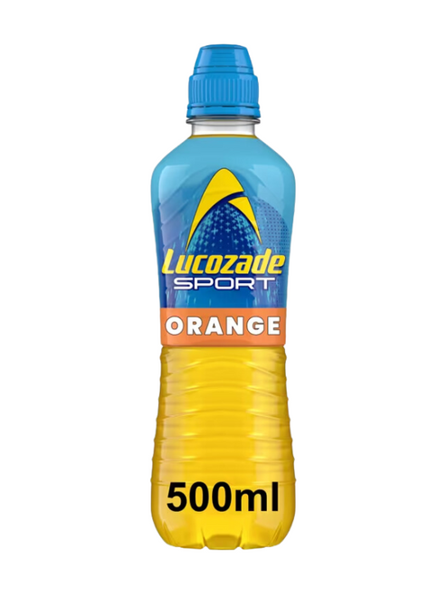 Lucozade Sport Orange Bottles 12 × 500 ml — isotonic sports drink with electrolytes and carbs for hydration and performance. Classic orange flavour and trusted energy boost.