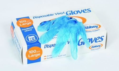 Gloveman Poweder Free Blue Vinyl Gloves Large x 100