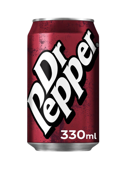 Dr Pepper – the original 23-flavour soft drink with a fruity-spiced taste. Bold, fizzy & refreshing in recyclable 330 ml cans.