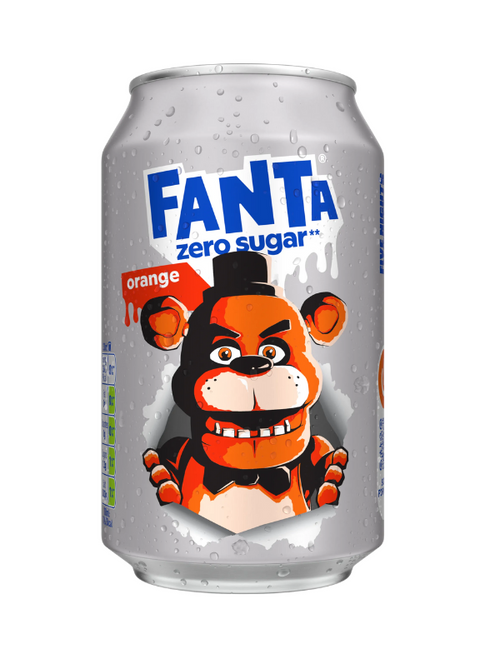 Fanta Orange Zero Cans 24 × 330 ml — sparkling orange drink made with real fruit juice and zero sugar. Bright, fizzy, and refreshingly light.