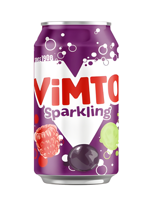 Vimto Fizzy Original (24 x 330 ml) — sparkling fruity soft drink made with grapes, raspberries & blackcurrants. Iconic British drink