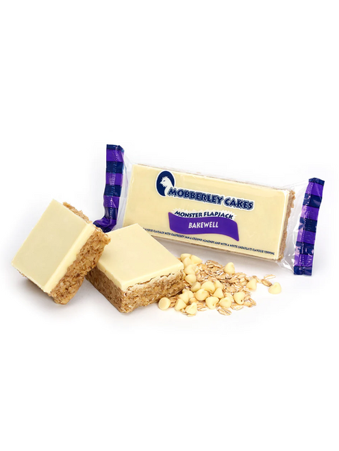Almond & raspberry jam flapjack with white chocolate‑flavour topping — Bakewell‑inspired indulgence. Almond & raspberry jam flapjack with white chocolate‑flavour topping — Bakewell‑inspired indulgence.