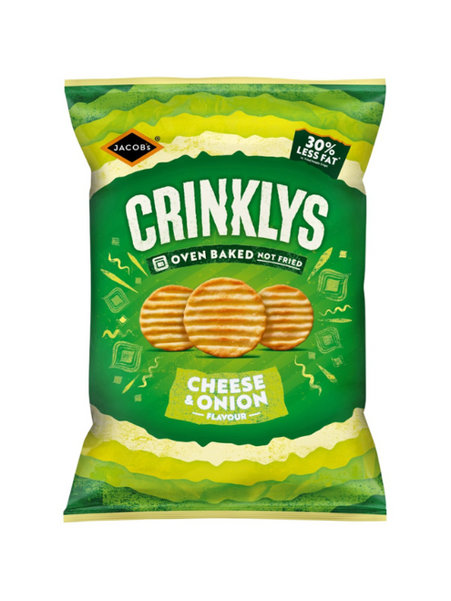 Crinkled wheat biscuits with cheesy onion punch — baked, savoury & satisfying.