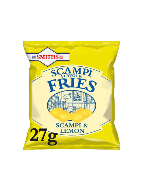 Smiths Scampi Fries 24 x 24g (Pub Card Packs) deliver tangy, seafood-inspired scampi flavour in a crunchy, convenient single-serve pack. Perfect for lunchboxes, parties, offices, or retail resale. Smiths Scampi Fries 24 x 24g (Pub Card Packs) deliver tangy, seafood-inspired scampi flavour in a crunchy, convenient single-serve pack. Perfect for lunchboxes, parties, offices, or retail resale.