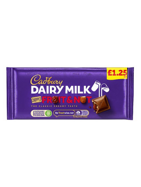Cadbury Dairy Milk Fruit & Nut Chopped Bars (£1.25 Price Marked) 95g x 22