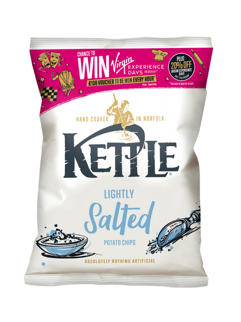 Kettle Chips Lightly Salted are hand-cooked crisps made from natural potatoes with a perfect sprinkle of salt. Gluten-free, vegetarian, and full of crunch.