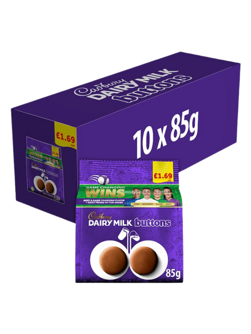 Cadbury Dairy Milk Buttons Bag (Price Marked) 10 x 85g Cadbury Dairy Milk Buttons Bag (Price Marked) 10 x 85g