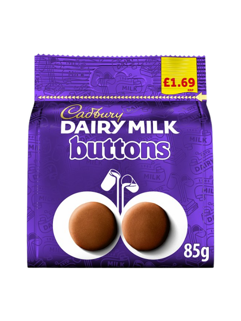 Cadbury Dairy Milk Buttons Bag (Price Marked) 10 x 85g Cadbury Dairy Milk Buttons Bag (Price Marked) 10 x 85g