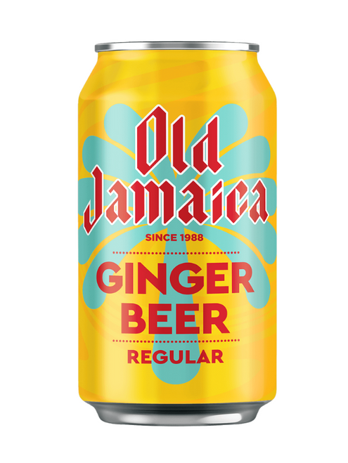 Old Jamaica Ginger Beer Cans 24 × 330 ml — authentic Caribbean ginger drink made with real ginger root extract. Fiery, sweet, and refreshingly bold.
