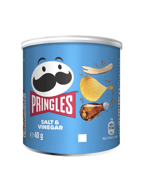 Pringles Salt & Vinegar Crisps 12 x 40g Tubs deliver the iconic stackable, crunchy texture with tangy, zesty salt and vinegar flavour. Perfect for lunchboxes, parties, offices, or sharing at home.