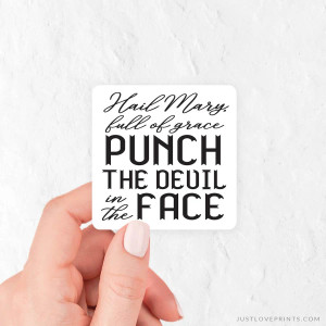 Punch the Devil in the Face Vinyl Sticker Punch the Devil in the Face Vinyl Sticker
