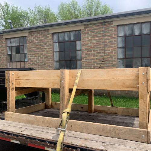 bunk feeder strapped down to trailer