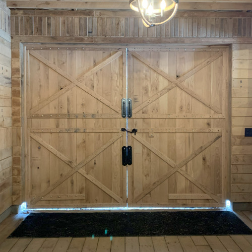 interior view of two swinging barn doors