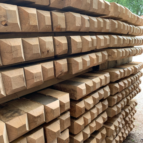 beveled ends of 4x4 fence posts