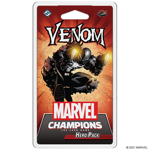 Plastic clamshell box featuring the game title and illustration of superhero, Venom.