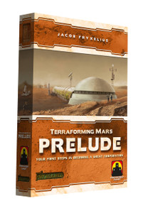 Board game box featuring game title and panoramic illustration of Mars and a building. Board game box featuring game title and panoramic illustration of Mars and a building.