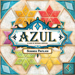 Board game box featuring game title and six star shaped tile designs in six different colors. Board game box featuring game title and six star shaped tile designs in six different colors.